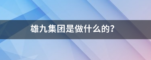 雄九集团是做什么的？