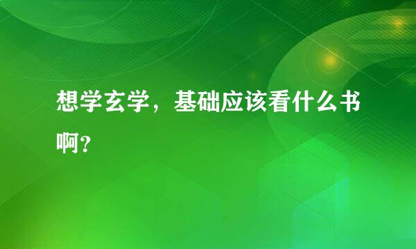 想学玄学，基础应该看什么书啊？