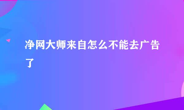 净网大师来自怎么不能去广告了