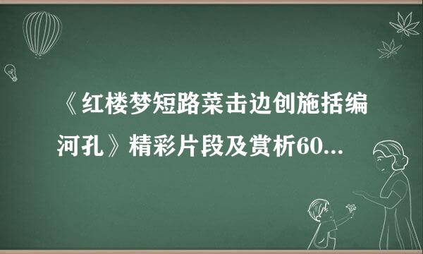 《红楼梦短路菜击边创施括编河孔》精彩片段及赏析600字左右