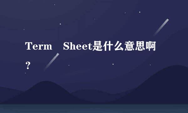 Term Sheet是什么意思啊？