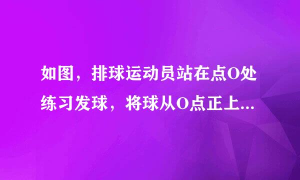 如图，排球运动员站在点O处练习发球，将球从O点正上方2m的A处发出，把球看成点