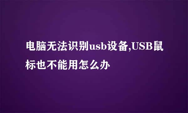 电脑无法识别usb设备,USB鼠标也不能用怎么办