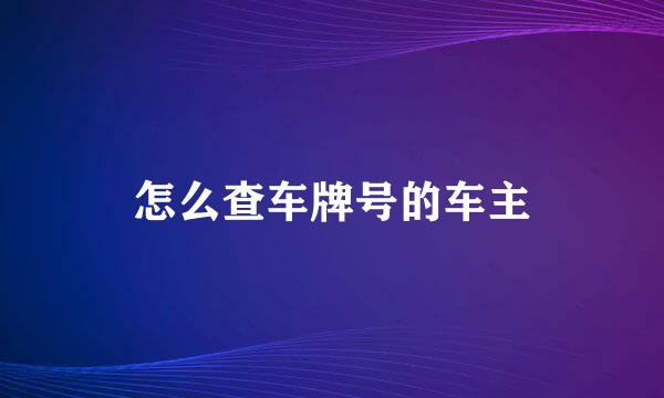 怎么查车牌号的车主