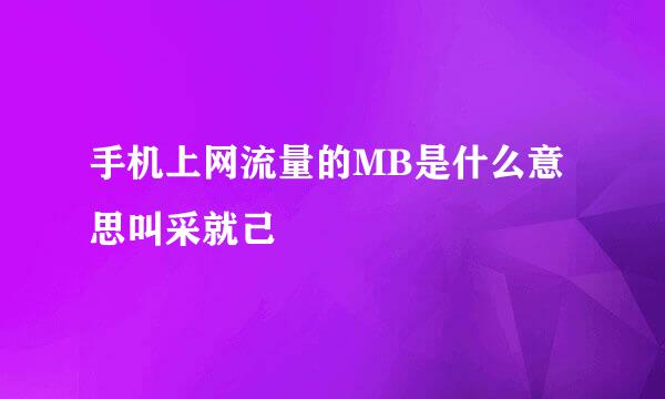 手机上网流量的MB是什么意思叫采就己