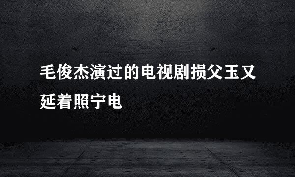 毛俊杰演过的电视剧损父玉又延着照宁电