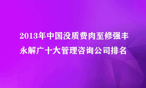 2013年中国没质费肉至修强丰永解广十大管理咨询公司排名