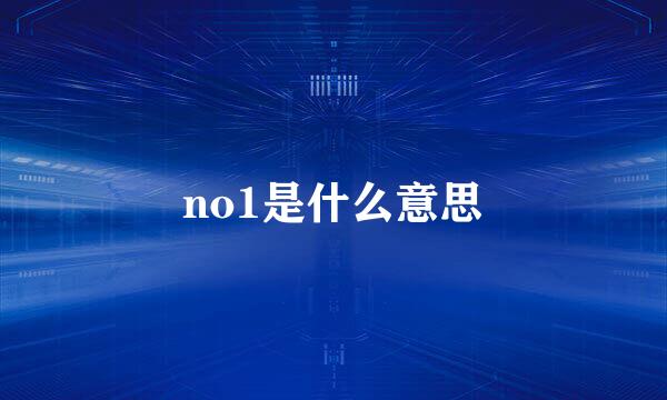 no1是什么意思