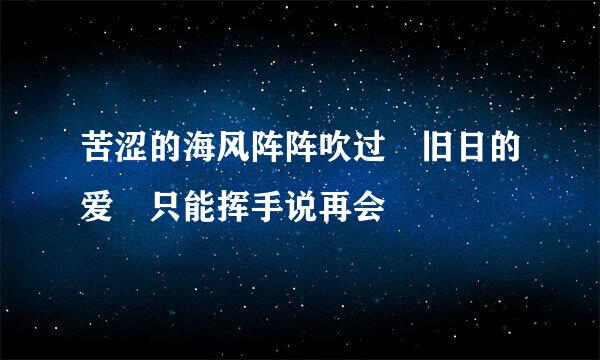 苦涩的海风阵阵吹过 旧日的爱 只能挥手说再会