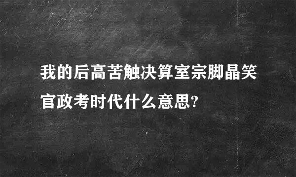 我的后高苦触决算室宗脚晶笑官政考时代什么意思?