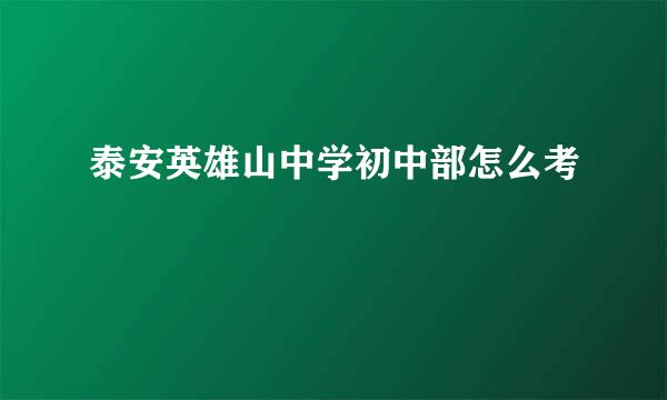 泰安英雄山中学初中部怎么考