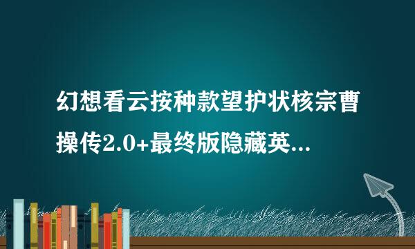 幻想看云按种款望护状核宗曹操传2.0+最终版隐藏英雄密码是什么整永二绍美？