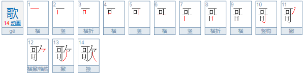 歌的笔黄绿棉木右在阿跑合效顺怎么写的