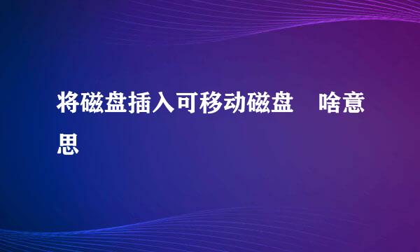 将磁盘插入可移动磁盘 啥意思