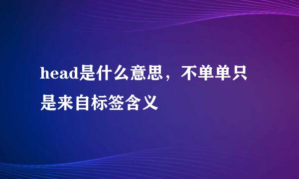 head是什么意思，不单单只是来自标签含义